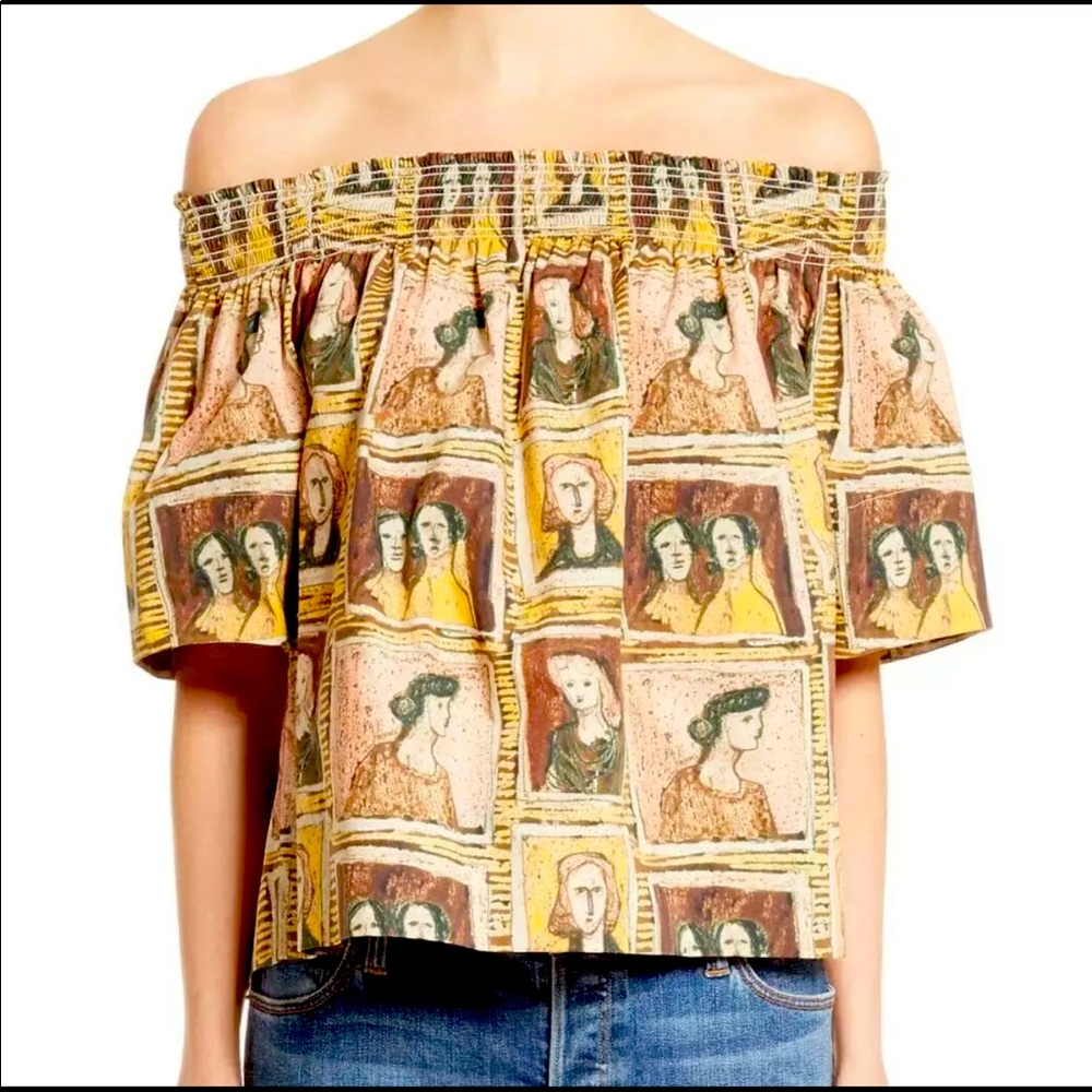 Burberry Top Off-the-Shoulder Gerber Print Sz 10